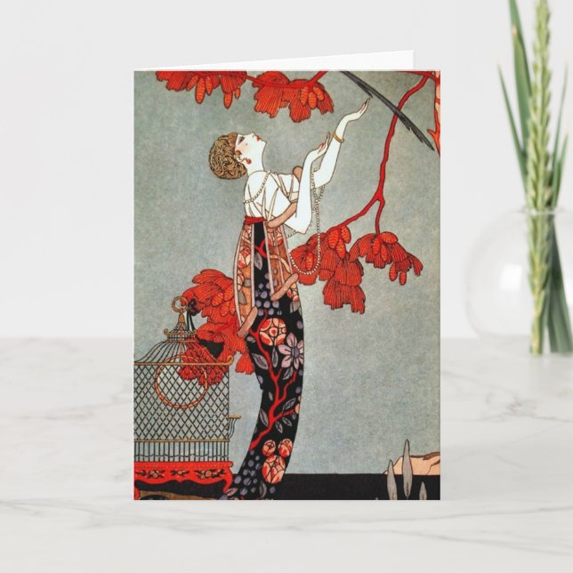 Red Madame Art Deco Design Karte (Vorderseite)