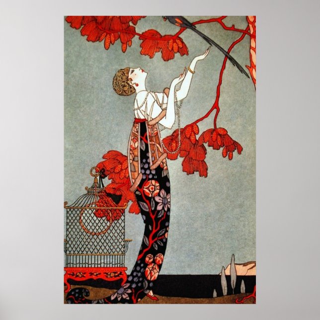 Red Madame Art Deco Design Poster (Vorne)