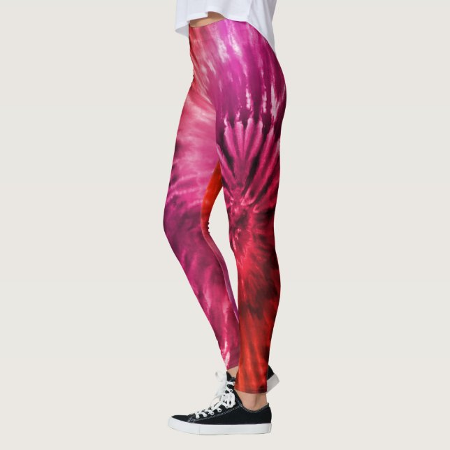 Red & Magenta Psychedelic Sternexplosion Gefärbte  Leggings (Links)