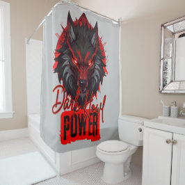 Red Magic Wolf | Dunkle Howl Energy Duschvorhang