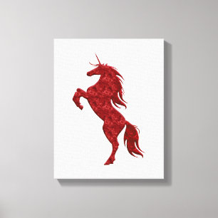 Red Magical Rearing Einhorn Canvas Print Leinwanddruck