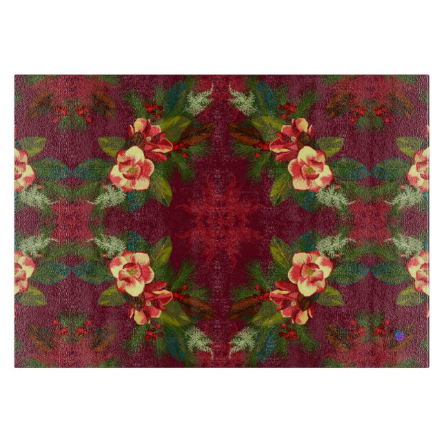 Red Magnolia Christmas Floral Schneidebrett (Vorderseite)