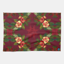 Red Magnolia Floral Print Kitchen Handtuch