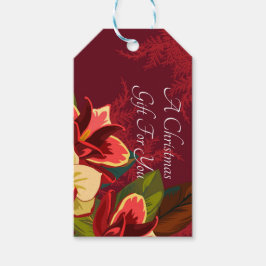 Red Magnolia Floral Weihnachtsgeschenke Tags Geschenkanhänger