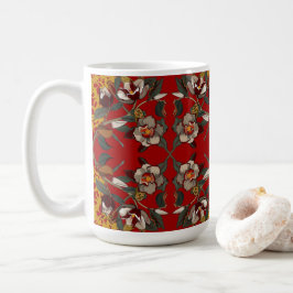 Red Magnolias on Red Background Kaffeetasse