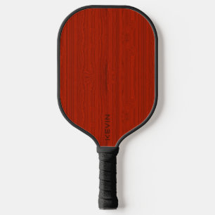 Red Mahogany Wood Monogram Pickleball Schläger