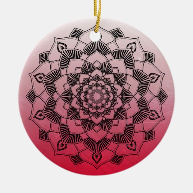 Red Mandala Abstrakt Schöne Weihnachten Keramik Ornament (Vorne)