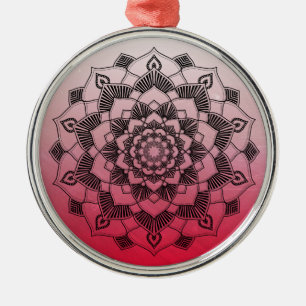 Red Mandala Abstrakt Schöne Weihnachten Ornament Aus Metall