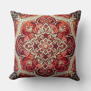 Red Mandala: Ein Mosaik der Passion und Harmonie Kissen