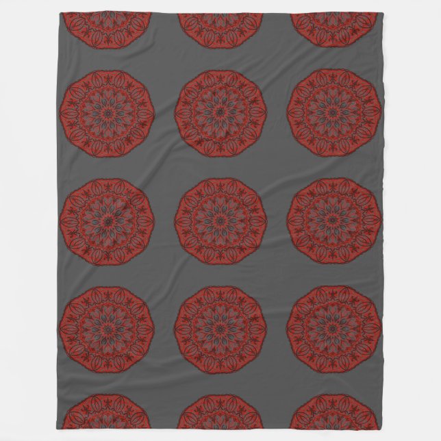 Red Mandala Fleecedecke (Vorderseite)
