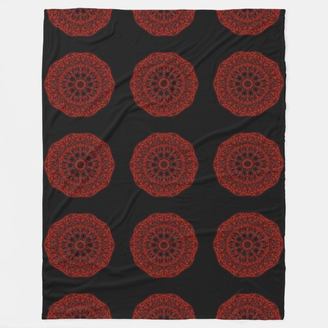 Red Mandala Fleecedecke (Vorderseite)