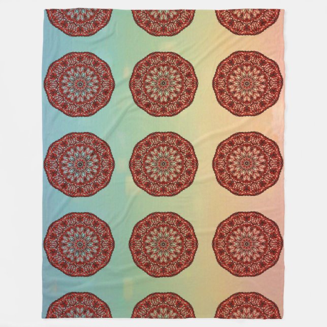 Red Mandala Fleecedecke (Vorderseite)