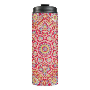 Red Mandala Vintag Indian Art Boho Thermosbecher
