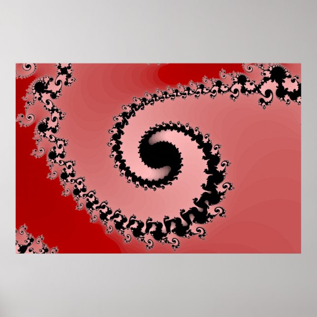 Red Mandelbrot Spiral Poster (Vorne)