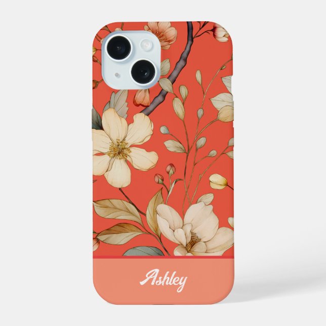 Red Mango Spring Wild Blume iPhone Case 15 Hülle (Rückseite)