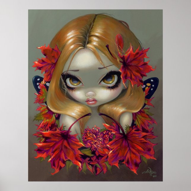 Red Maple Fairy ART DRINT Herbst lässt Fantasie Poster (Vorne)
