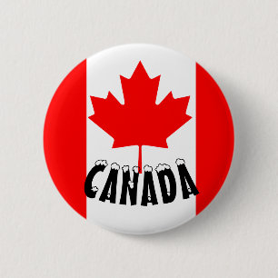 Red Maple Leaf Canada Flag Button