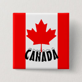 Red Maple Leaf Canada Flag Button