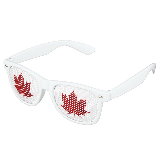 Red Maple Leaf Design Sonnenbrille (Schrägansicht)