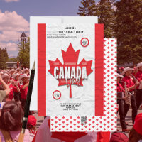Red Maple Leaf Flag Canada Day Party Einladung