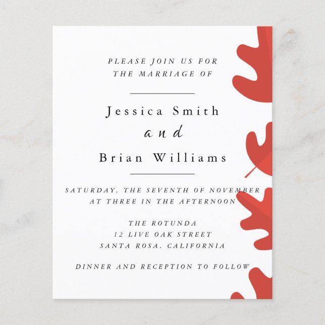 Red Maple Leaves Wedding Flyer (Vorne)