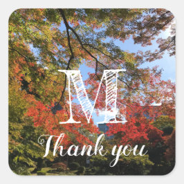 Red Maples im japanischen Garten Quadratischer Aufkleber