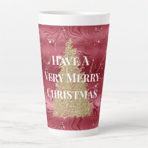 Red Marble Gold Glitzer Weihnachtsbaum Milchtasse