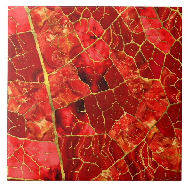 Red Marble Leaf Fliese (Vorderseite)