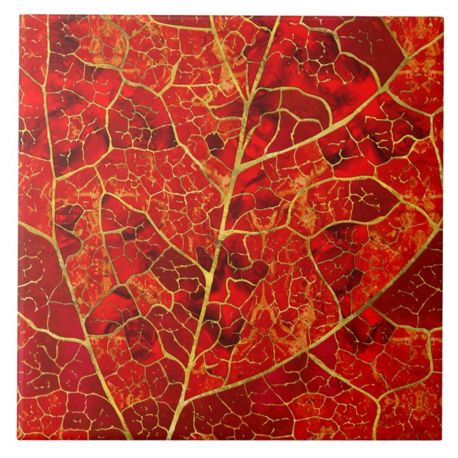 Red Marble Leaf Fliese (Vorderseite)