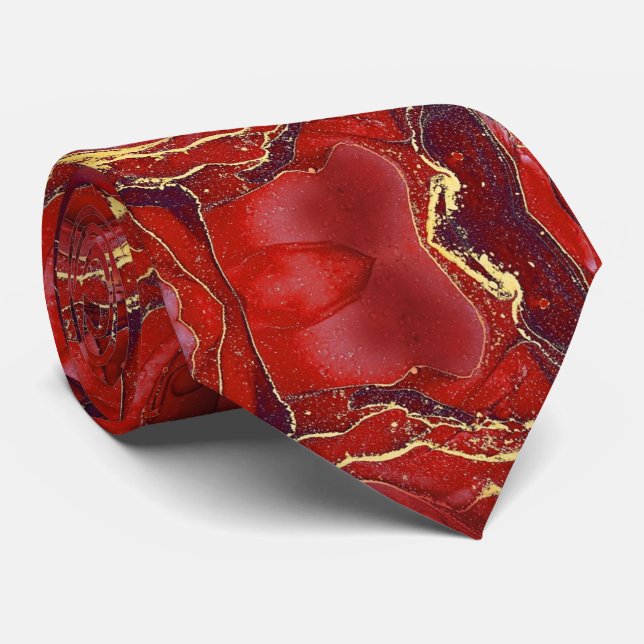 Red Marble Neck Tie Krawatte (Gerollt)