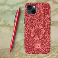 Red Marigold Floral von William Morris mit Initial