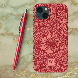 Red Marigold Floral von William Morris mit Initial Case-Mate iPhone Hülle