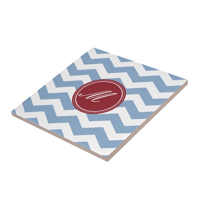Red & Maroon Zickzack mit Monogram Tiles Fliese (Seite)