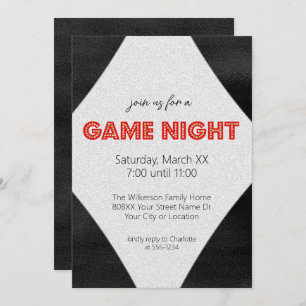 Red Marquee Sign auf Black Game Night Party Einladung