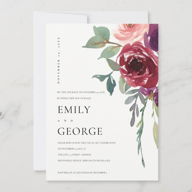 RED MARSALA ROSE FLORAL WIR TIEFEN DIE KNOCHENKART DANKESKARTE (Vorderseite)