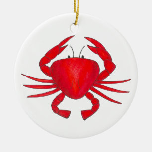 Red Maryland Hardshell Crab Crustacean Beach Keramikornament