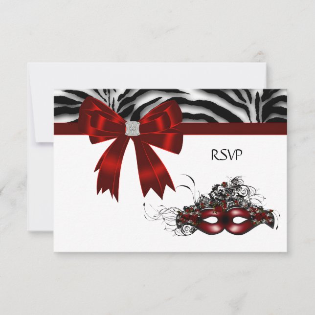 Red Mask Masquerade Party Sweet 16 UAWG RSVP Karte (Vorderseite)