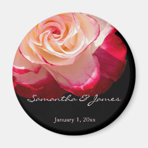Red Mattiert White Rose Personal Wedding Magnet