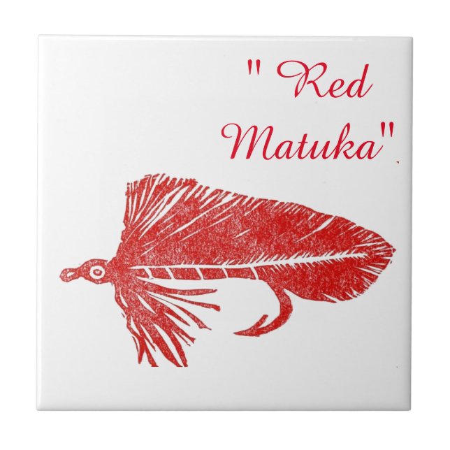 "Red Matuka" Streamer Forellenfliege Fliesen. Fliese (Vorderseite)