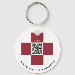 *~* Red Medical Alert ICE QR AP38 Cross  Schlüsselanhänger