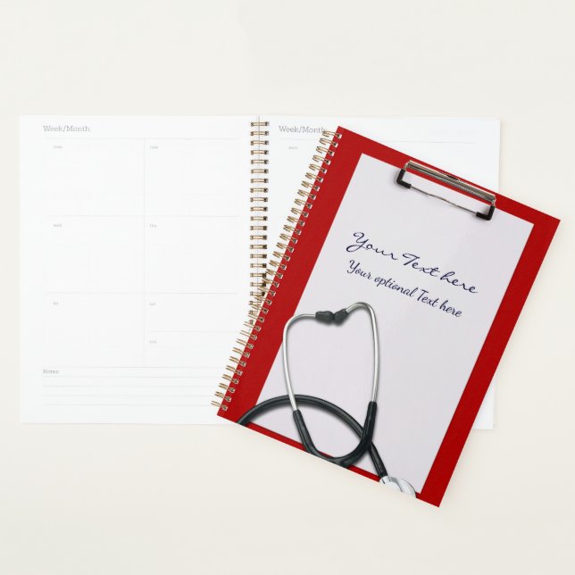 Red Medical Clipboard mit Stethoscope Planer (Anzeige)