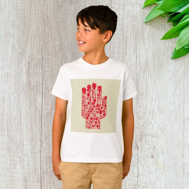 Red Medical Hand Symbol Healthcare T-Shirt (Von Creator hochgeladen)