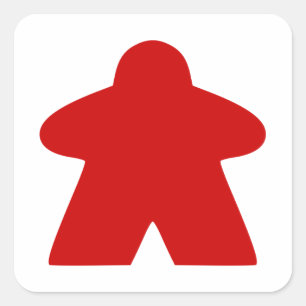 Red Meeple Board Game Piece Quadratischer Aufkleber