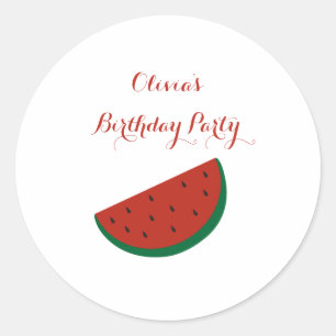 Red Melon Watermelon Sommer Geburtstagsparty Runder Aufkleber