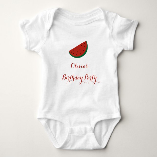 Red Melon Watermelon Summer Birthday Party Baby Strampler (Vorderseite)