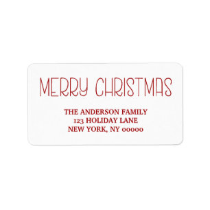 RED Mercury Christmas Simple Hand Letters Script Adressaufkleber