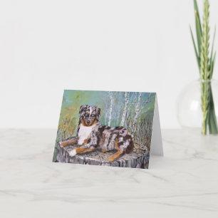 Red Merle Aussie - Beautiful Flower Karte