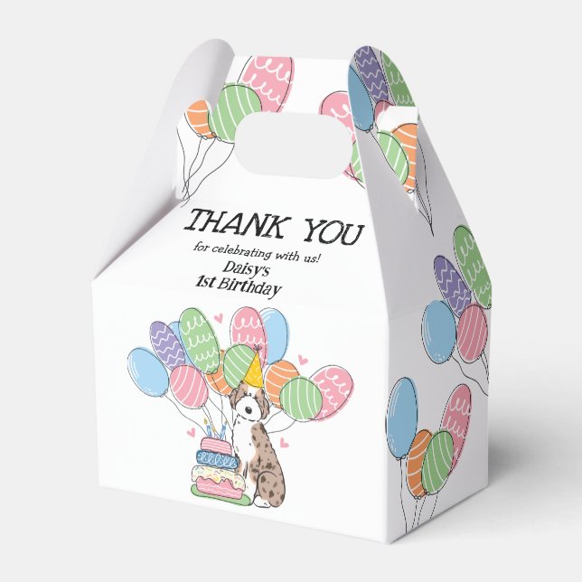 Red Merle Aussiedoodle Dog Birthday Vielen Dank Geschenkschachtel (Vorderseite)