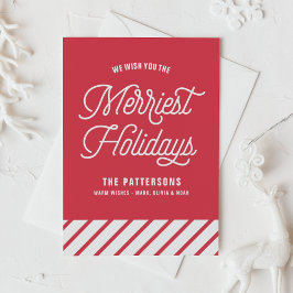 Red Merriest Holidays Retro Typografie Weihnachten