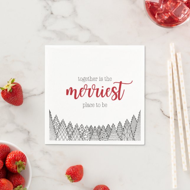 Red Merriest Place to Be Napkins Serviette (Beispiel)